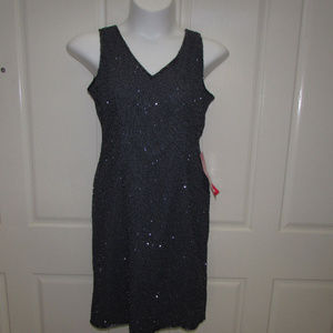 🔵NEW-JMD New York Gray Sequin Vneck Dress Sz L